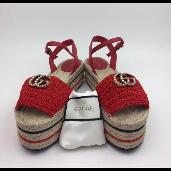 GUCCI Lilibeth Platform Espadrille Sandal sz 9